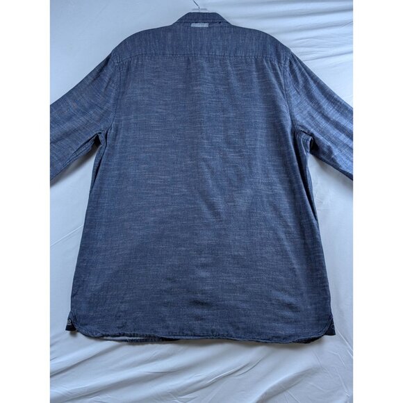 Buffalo David Bitton Mens Large Blue Denim Metal Button Up Long Sleeve Shirt - Picture 3 of 15